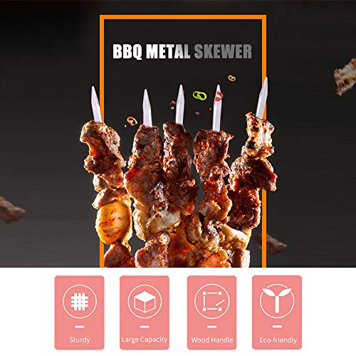 Decdeal Espeto de churrasco Grelhar Kabob Espetos de metal reutilizáveis ​​Aço inoxidável resistente