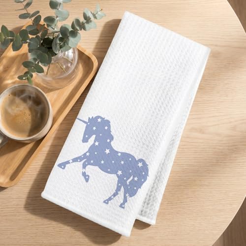 Image of 3 Pcs Tide Tales Unicorn Kitchen Towels, Unicorns Decor Reusable Dish Towel | Waffle Weave Hand Cloth Tea Towel for Kitchen Bathroom Home Decor, Unicorn Lover Gifts for Women Friend Girls 24x14 Inch