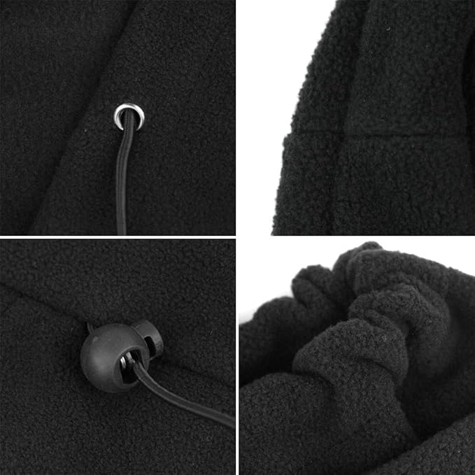 TRUFLAIR Thermal Warm Fleece Full Face Balaclava Mask, Head & Neck Cover Warmer Windproof Hooded Scarf Hat for Winter and Sports (in, Alpha, Free Size, Black Grey) 3