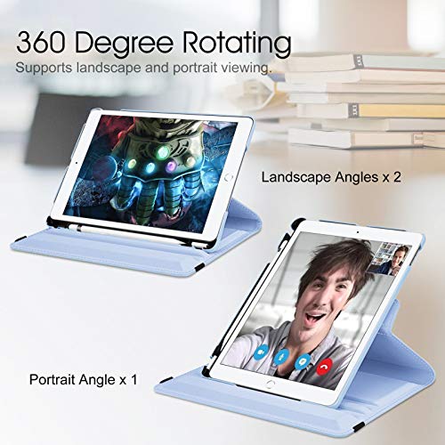 Image of Fintie Rotating Case for iPad 9th Generation (2021) / 8th Generation (2020) / 7th Gen (2019) 10.2 Inch - 360 Degree Rotating Stand Cover with Pencil Holder, Auto Wake Sleep, Sky Blue
