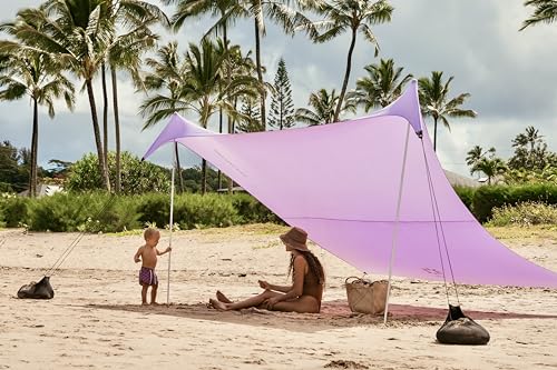 Image of Neso Grande Portable Beach Tent Sun Shelter - Lightweight Beach Shade Canopy - Easy Setup for Family Outings - Patented Reinforced Corners - UPF 50+ Sun Protection - 7ft Tall, 9 x 9ft