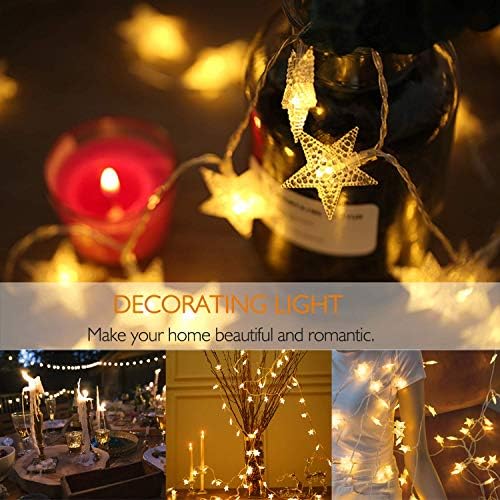 Star Fairy Lights, Sunnest String Lights Warm White 50 LED 5M Decoration Lightning for Christmas Wedding Birthday Holiday Party Indoor& Outdoor (5M)