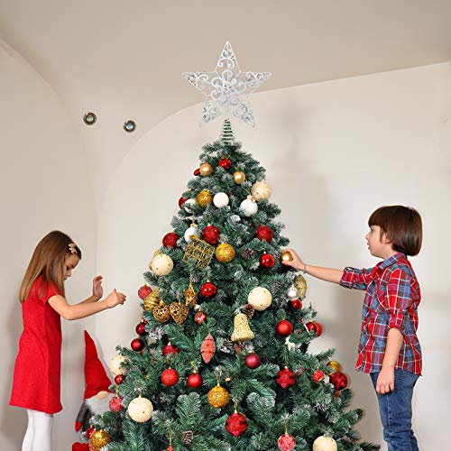 Uratot Glitter Metal Christmas Tree Topper Hallow Wire Star Treetop Decoration With Sequins For Holiday Seasonal Christmas Tree Ornament #TOP5