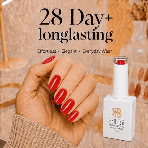 Image of Bolt Bee Orange Red Color Gel Nail Polish Soak Off UV Gel 15ML DIY at Home Manicure Salon Nail Art