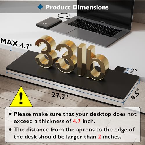 image for BONTEC Ergonomics Desk Extender Tray, 27.2x9.5 Inch Table Mount Arm Re