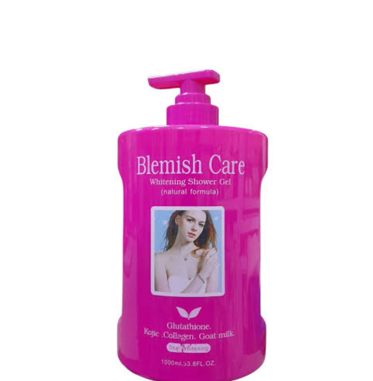 Whitening Shower Gel with Glutathione, Kojic Acid, Collagen, and Goat Milk, Natural Formula, Skin Brightening Body Wash, 1000ml, 33.8 Fl Oz
