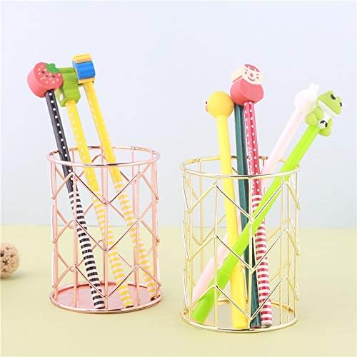 1PCS Rose Gold Wire Net Makeup Storage Box Cylindrical Case Lipstick Brush Pen Holder Organizer Iron Office School image 2