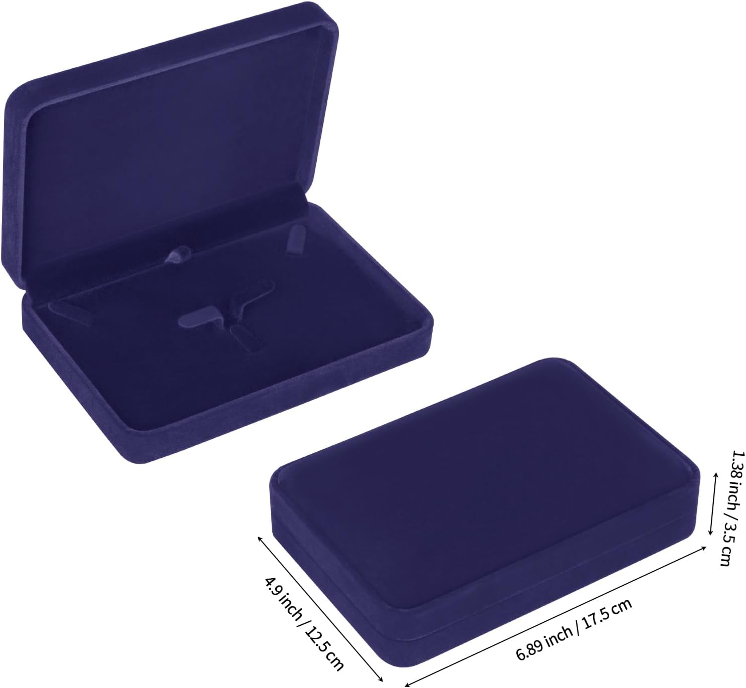 KUKUVR 2 Pcs Large Velvet Jewelry Necklace Gift Box, Necklace Pendant Earring Ring Jewelry Set Holder Box for Women Weddings Birthdays Anniversaries (Blue) image 2