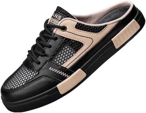 Mule Sneakers Backless Tennis Shoes for Men Slip on House Slippers Wide Platform Lace Up Breathable Mesh Lightweight Casual Walking Slides Office Business Casual Sport Shoes Running Travel Driving