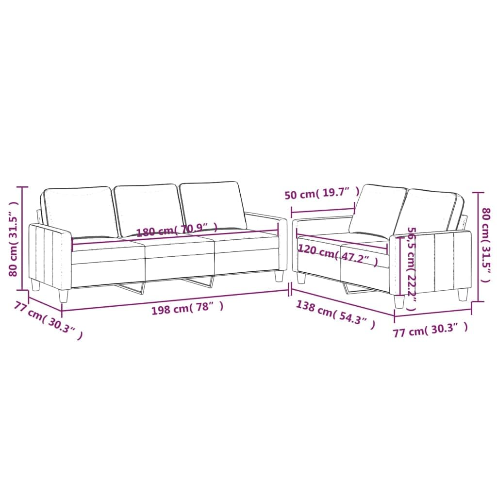 Ensemble de canapé 2 pièces avec coussin en velours bordeaux
