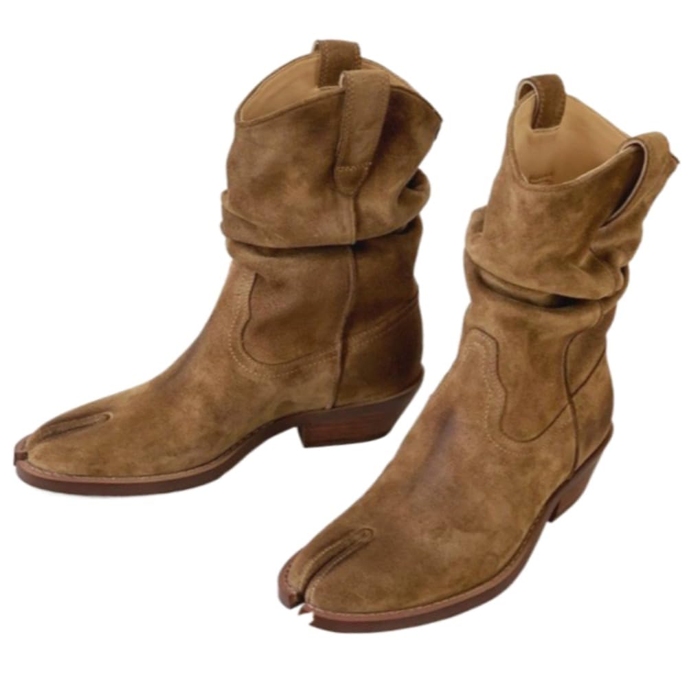 Tabi Boots Women Emo Rave Western Ankle Boots Low Heel Block Heels Booties Slip on - Low Top