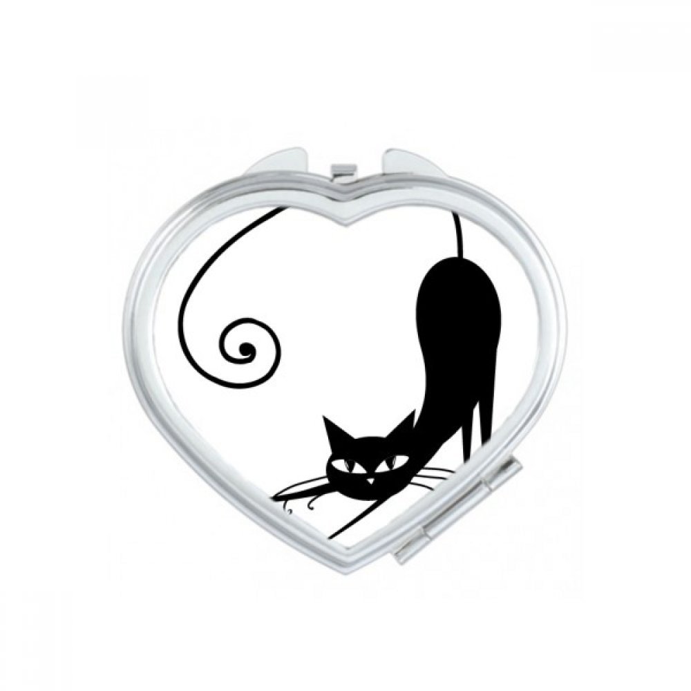 Miroir de poche chat noir pliable pour maquillage Halloween compact