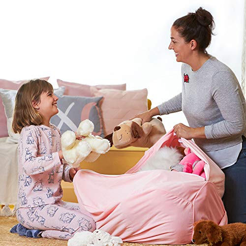 Aubliss Stuffed Animal Storage, Velvet Bean Bag Chairs Cover, X-Large 38" Ultra Soft Kids Toy Storage Organizer For Blankets Towels Clothes, Unicorn Pink Floral #TOP2