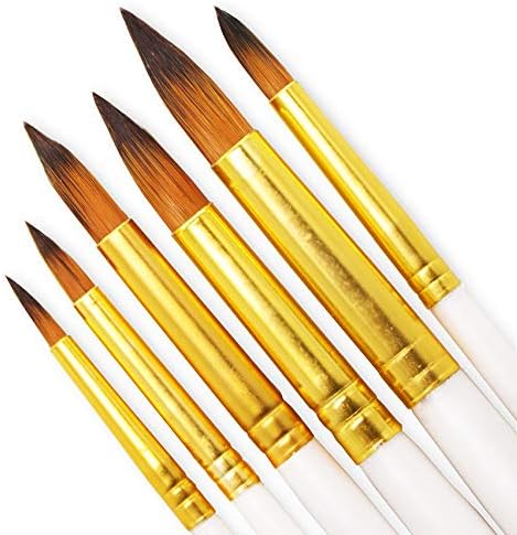SEEFOUN Round Paint Brushes Set, 6 Pcs Paint Brushes for Acrylic Painting, Oil Watercolor Gouache Acrylic Paint Brushes, Artists Students & Kids Paint Brushes