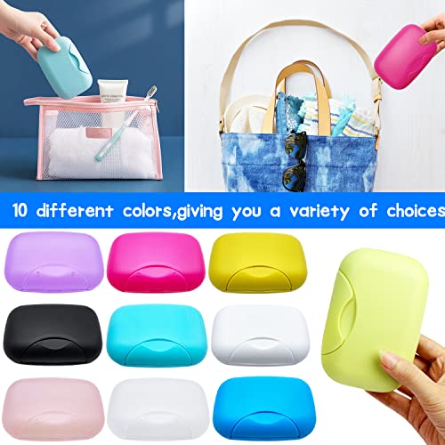 10 Pcs Soap Box Holder,Plastic Travel Soap Dish,Portable Leak Proof Soap Case Container For Bathroom,Camping,Gym,Business Trip,10 Colors #TOP3