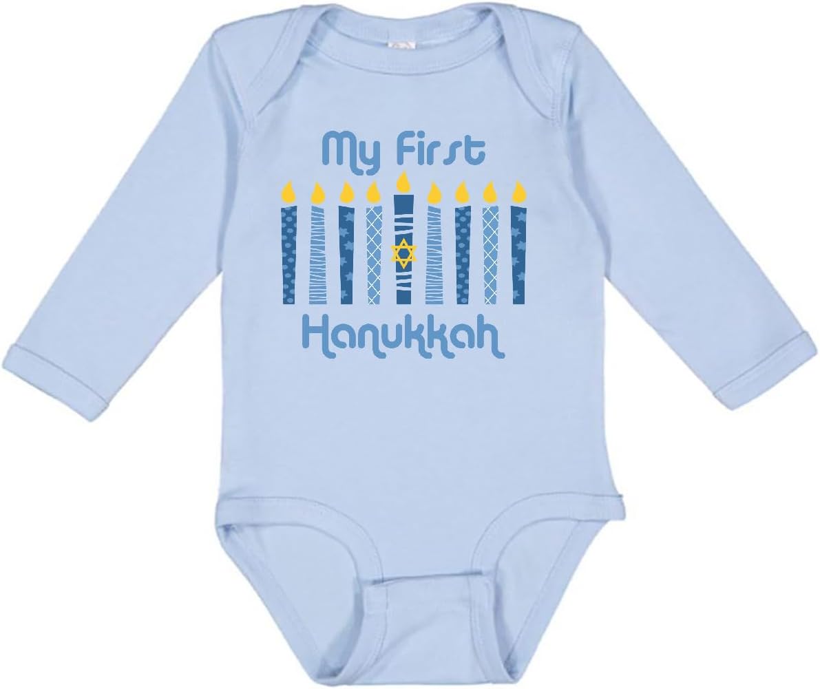 inktastic 1st Hanukkah Candles Long Sleeve Creeper
