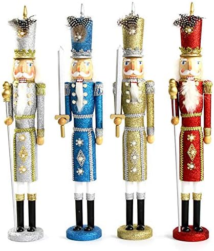 JG.Eshadoll Christmas Window Decoration Walnut Wood Nutcracker Festival Gifts Puppet Guards Home Decor (Blue, 23.62")