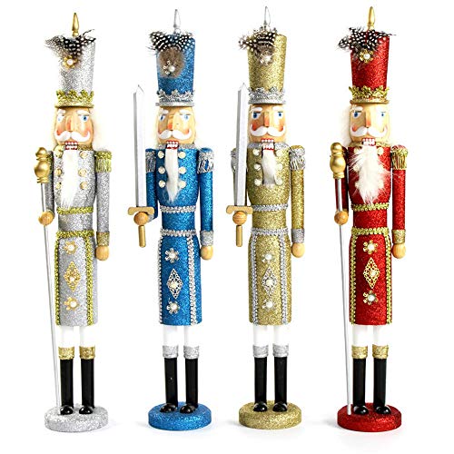 Jg.eshadoll Christmas Window Decoration Walnut Wood Nutcracker Festival Gifts Puppet Guards Home Decor (Blue, 23.62") #TOP1