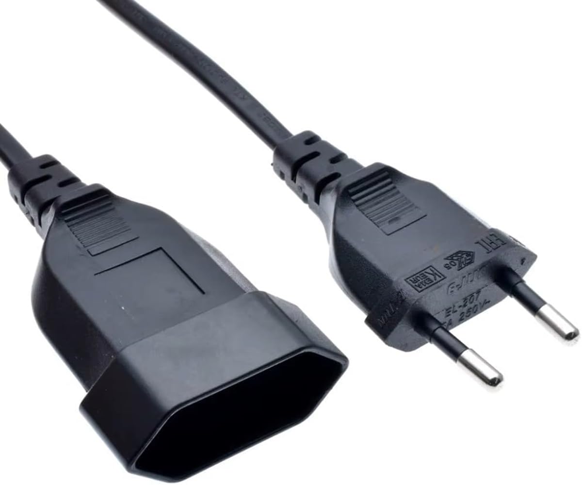 Tekit 2 Prong EU Extension Cord VDE Male to Female European Extension Cord M/F for PC Computer PDU UPS, Euro 2-Prong Cord Extender, EU Standard Long