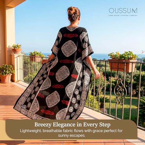 Image of Oussum Women Kaftan Plus Size Polyester Summer Lightweight Caftan Swimsuit Cover Ups Maxi African Mumu Lounge House Dress