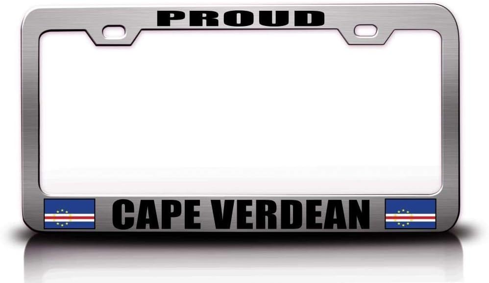 Proud Cape Verdean Country Flag Metal Car SUV Truck License Plate Frame Ch a23