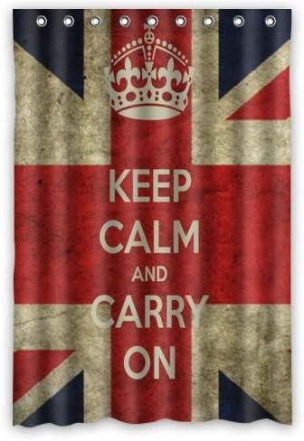 Keep Calm and Carry On - Union Jack Flag Custom 100% Polyester Waterproof Shower Curtain 48 x 72