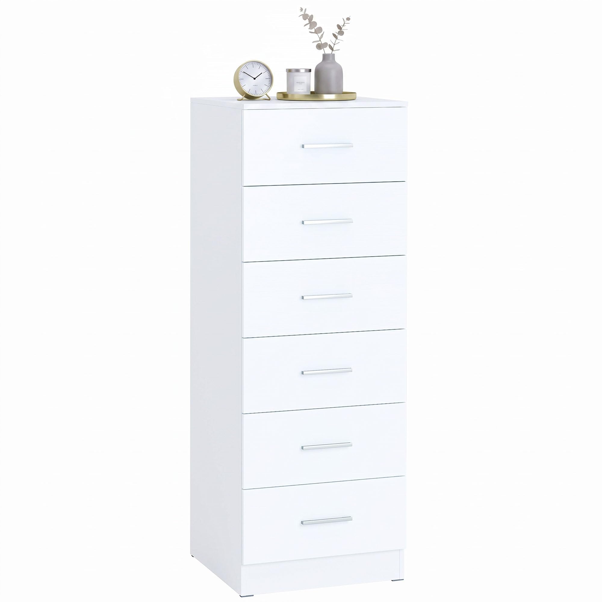 HOMCOM Komoda z 6 szufladami, do sypialni, 40 x 40 x 110 cm, biała