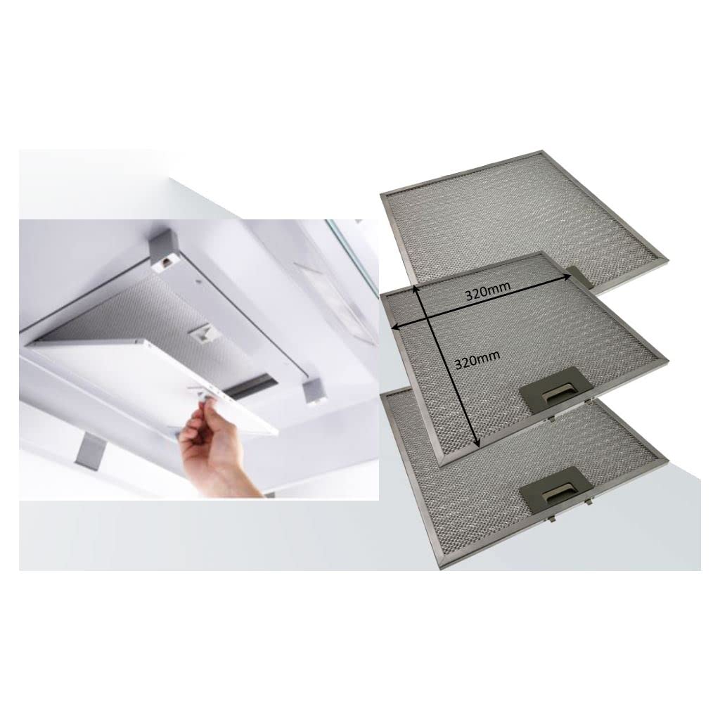 Universal-Fettfilter für Dunstabzugshaube, Metall, 320 mm x 320 mm, 3 Stück