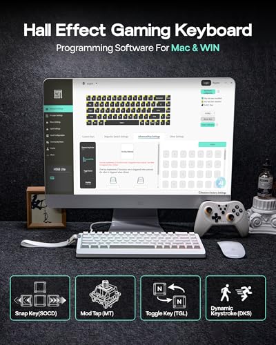 Image of EPOMAKER HE68 Lite Hall Effect Gaming Keyboard, 8k Polling & 128K Scan Rate, 0.01mm Adjustable Trigger, 0.125ms Latency, 5-Layer Sound-Dampened, Snap Key, SOCD, A-RGB, Wired, Mac Software (White)