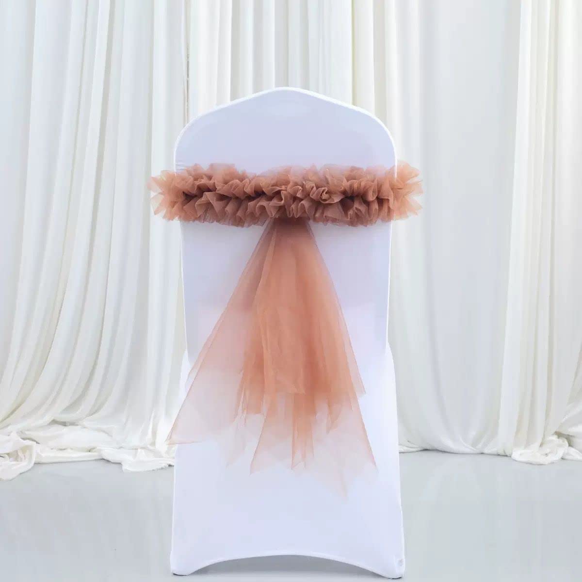 50 Stück Spandex Organza Stuhl Schärpe Schleife für Hochzeit Party Event Bankett Heimdekoration Stuhl Schärpen Knoten