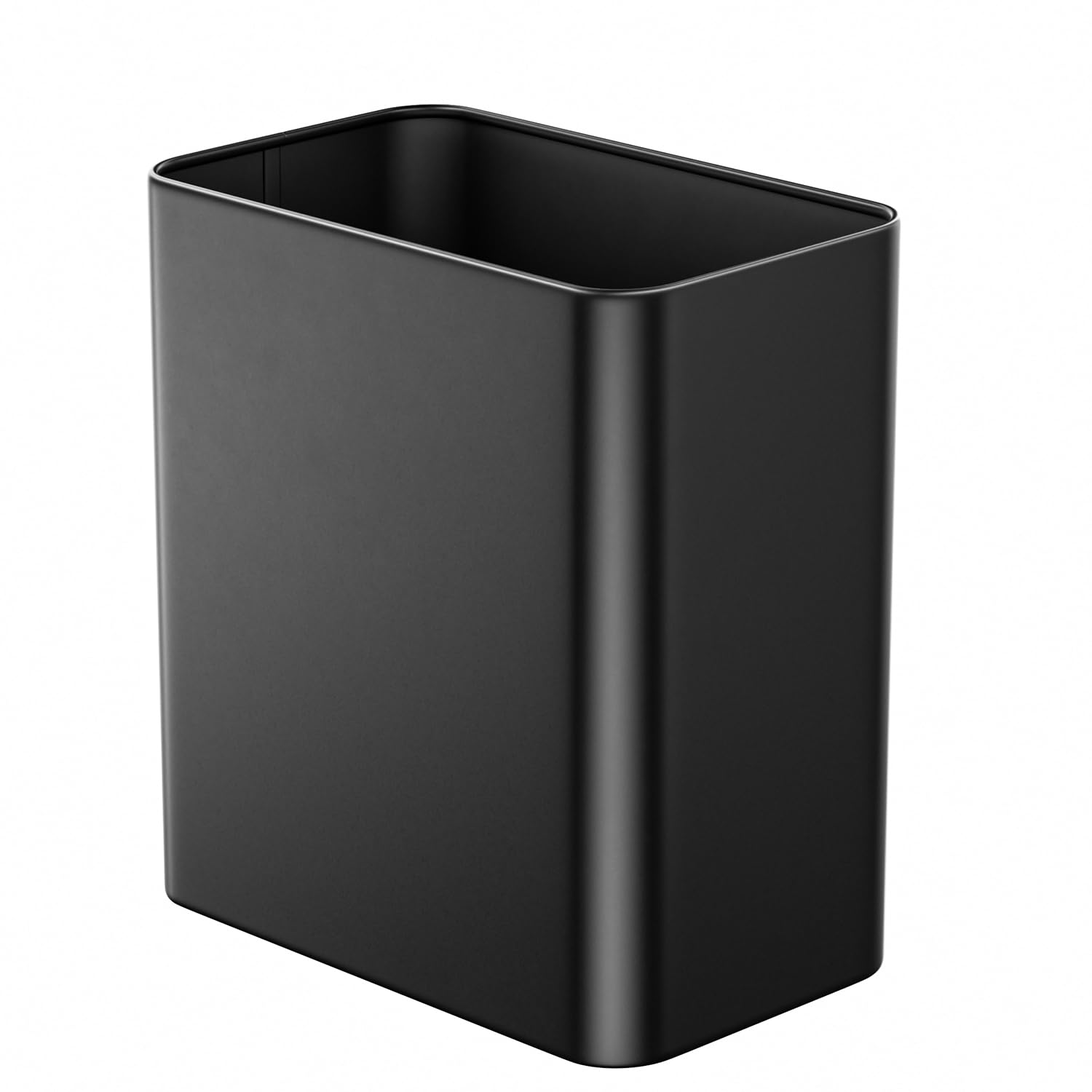 Small Bathroom Trash Can 2 4 Gallon Wastebasket Slim Metal Garbage Can Matte Black Stainless Steel Trash Bin