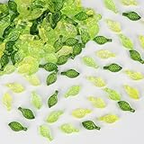 Oubaka 1200Pcs Acrylic Leaf Charms - Transparent Tree Leaves Charms Acrylic Leaves Pendants Leaf Bead Charm with Hole for Earring Bracelet Necklace Jewelry Making DIY Craft(3 Colors)