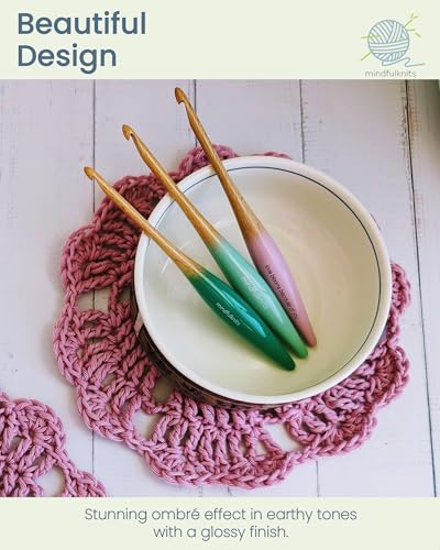 Image of mindfulknits Premium Ergonomic Beech Wood Crochet Hook - Size US M, 9mm - 15cm Length - Wooden Crochet Hook - Knitting & Crochet Supplies for Crafting Relaxation & Stress Relief (9mm)