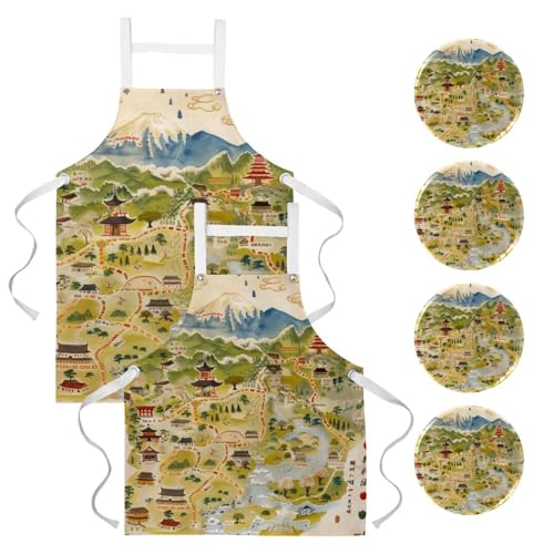 Tablier de cuisine japonais lot de 2 imperméable aux éclaboussures pour travail et bar