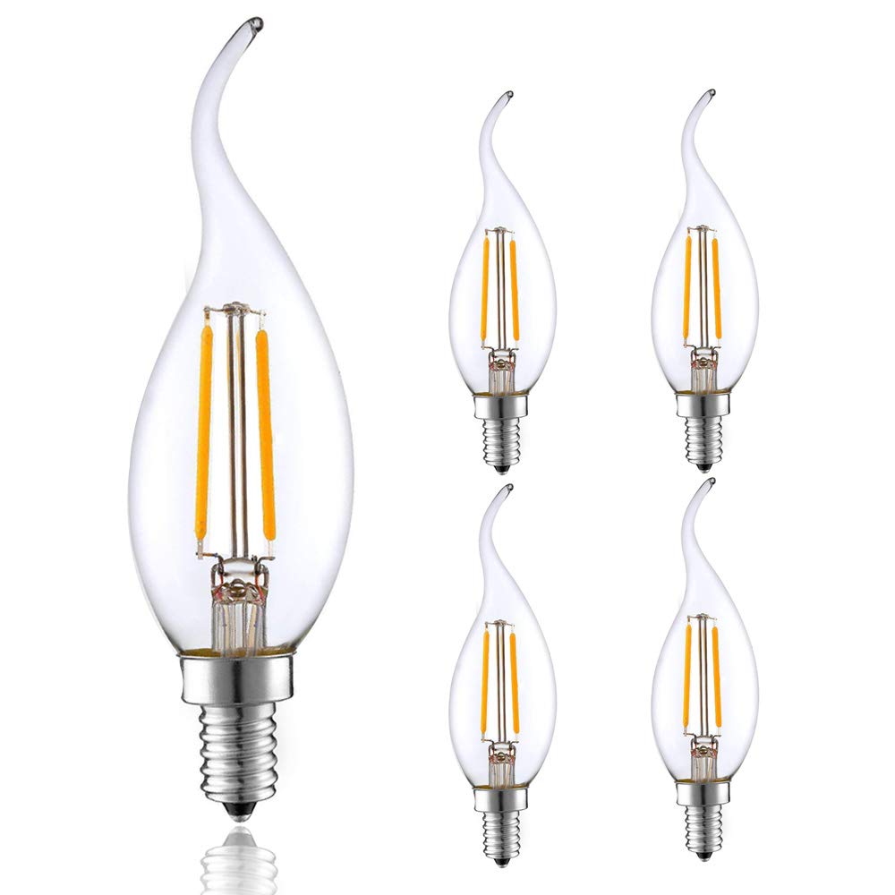 ADITAM Lot de 4 ampoules LED E14 2 W, 2700-3000 K, blanc chaud, flamme à filament, petite ampoule à vis Edison, rétro vintage, remplacement à incandescence 25 W Double the comfort