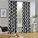 Melodieux Moroccan Fashion Room Darkening Blackout Grommet Top Curtains, 52 by 84 Inch, Black (1 Panel)