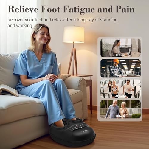 Image of CuPiLo Shiatsu Foot Massager with Heat for Plantar Fasciitis Neuropathy, FSA Eligible HSA Approved Foot Massager Machine, Feet Massager for Foot Pains Relief, 5 Compression Levels, Gifts for Women Men