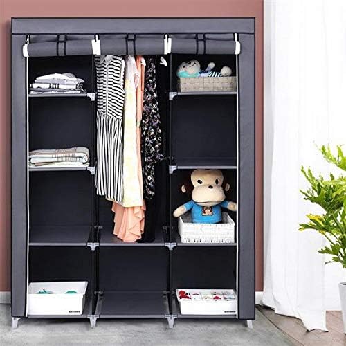 67" Portable Closet Organizer Wardrobe Storage Organizer with 10 Shelves Quick and Easy to Assemble Extra Space Gray