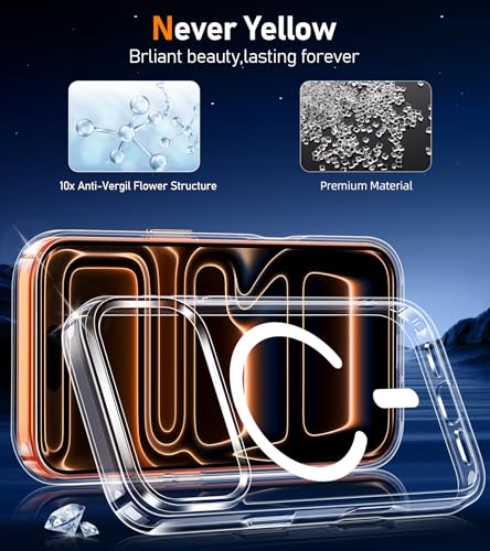 ivencase Magnetisch Schutzhülle Kompatibel mit iPhone 17 Pro Hülle für Mag Safe mit 2 Stück Kameraschutz und 2 Stück Schutzfolie PC Kratzresistente Rückseite Schutz Stoßfest Handyhülle - Klar