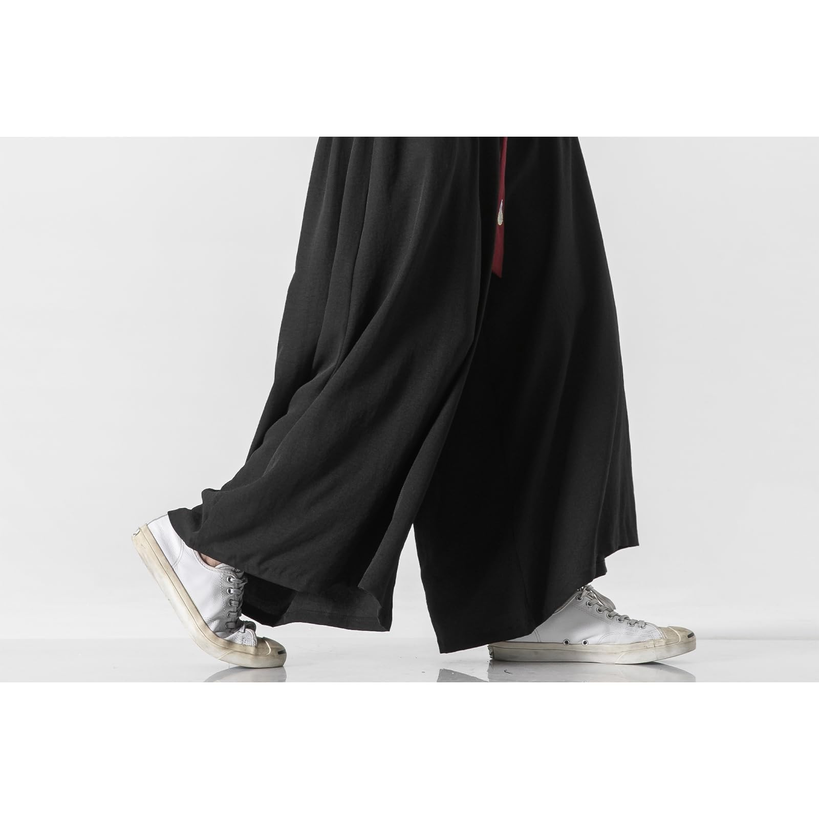 GURUNVANI Pantaloni da Uomo a Gamba Larga, Nero, Yoga Pants, Lunga