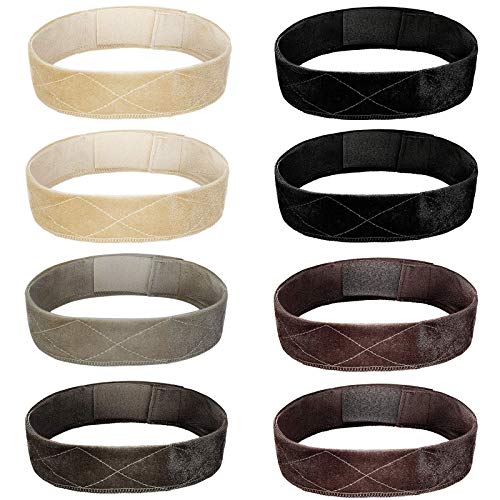 SIQUK 8 Pcs Wig Grip Band Velvet Wig Headband Adjustable Wig Scarf Hat Grip Band Hook and Loop Hair Band for Women