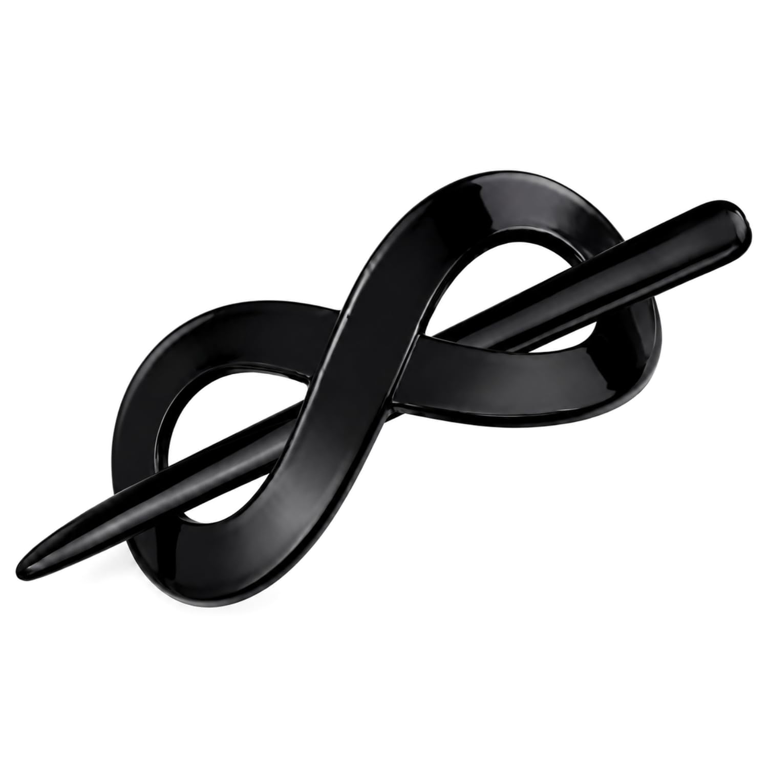 Parcelona French Infinity Medium 3 1/2" Celluloid Metal Free Hair Slider Pin Thru Barrette Clip with Stick Non Slip Grip Bun Cover Women Hair