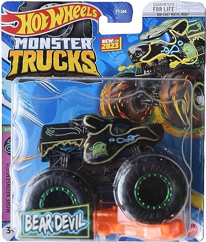 Hot Wheels Monster Trucks Bear Devil, Connect and Crash More Neonsense 3/5
