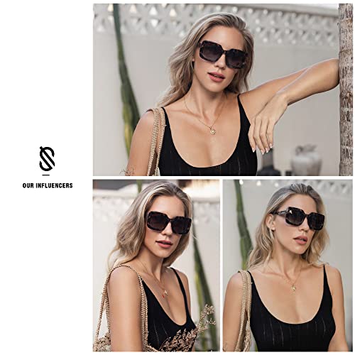 SOJOS Retro Nude Square Polarized Sunglasses for Women Trendy 90s Rectangle Sun Glasses UV400 Shades SJ2219A2