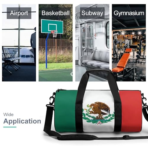 Flag Of Mexico Gym Bag for Men Women, Sturdy Oxford Cloth Travel Bags with Removable Shoulder Strap, Waterproof Duffel Bag for Fitness, Travel, Yoga3