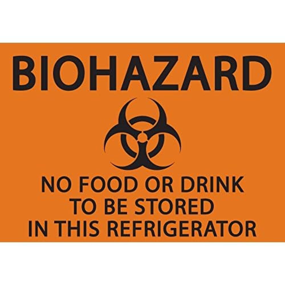 Zing Green Products 1916S Eco Safety Biohazard Sign, No Food or Drink in Refrigerator, 5 x 7 Inch, Black on Orange, 2 Pack