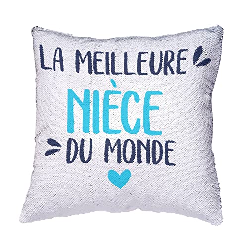 Coussin housse sequin turquoise nièce déco maison salon - 4