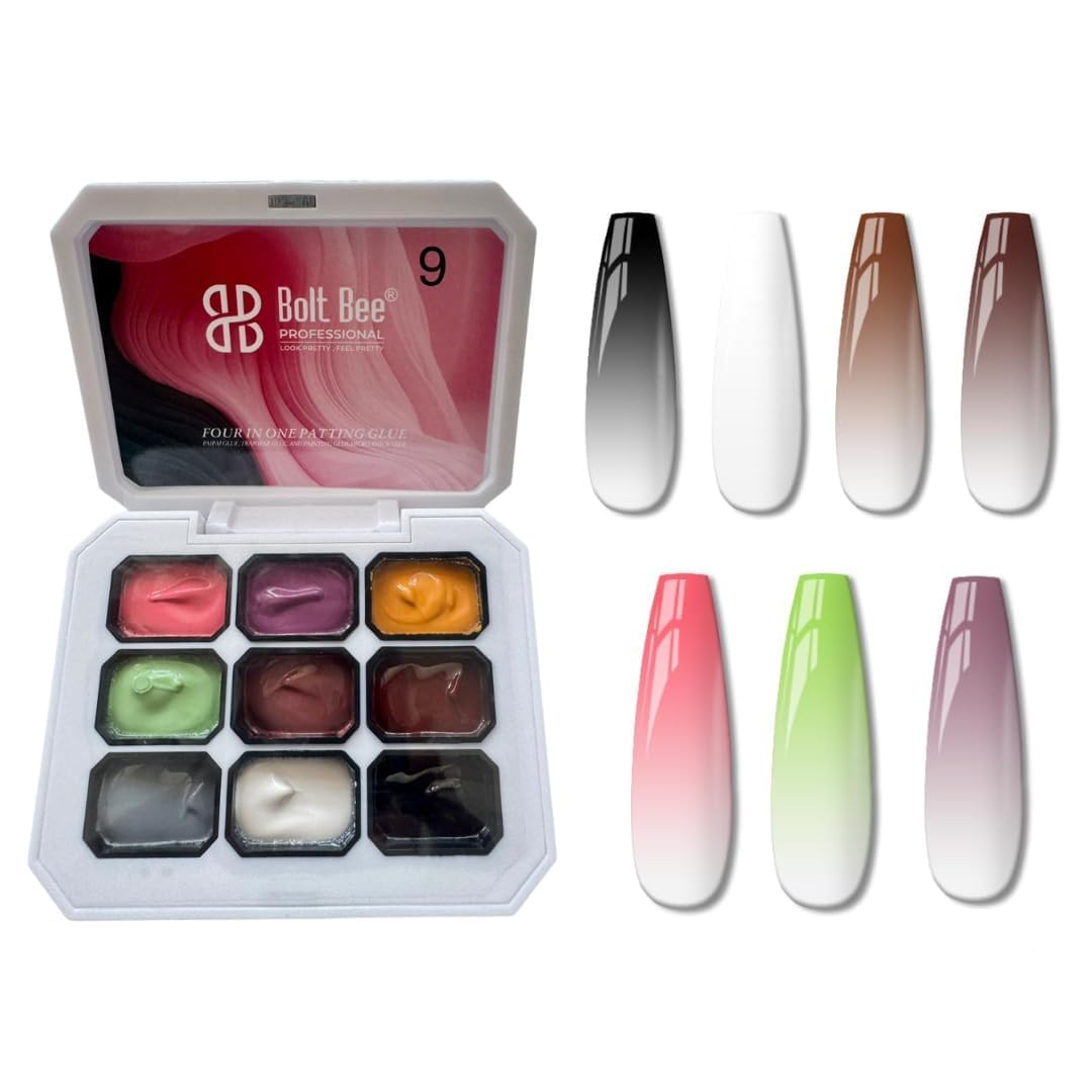9-color patting gel nail kit with uv led soak-off, ombre gradient sponge, salon-quality polish collection with tools for nail art design (pat gel 9)