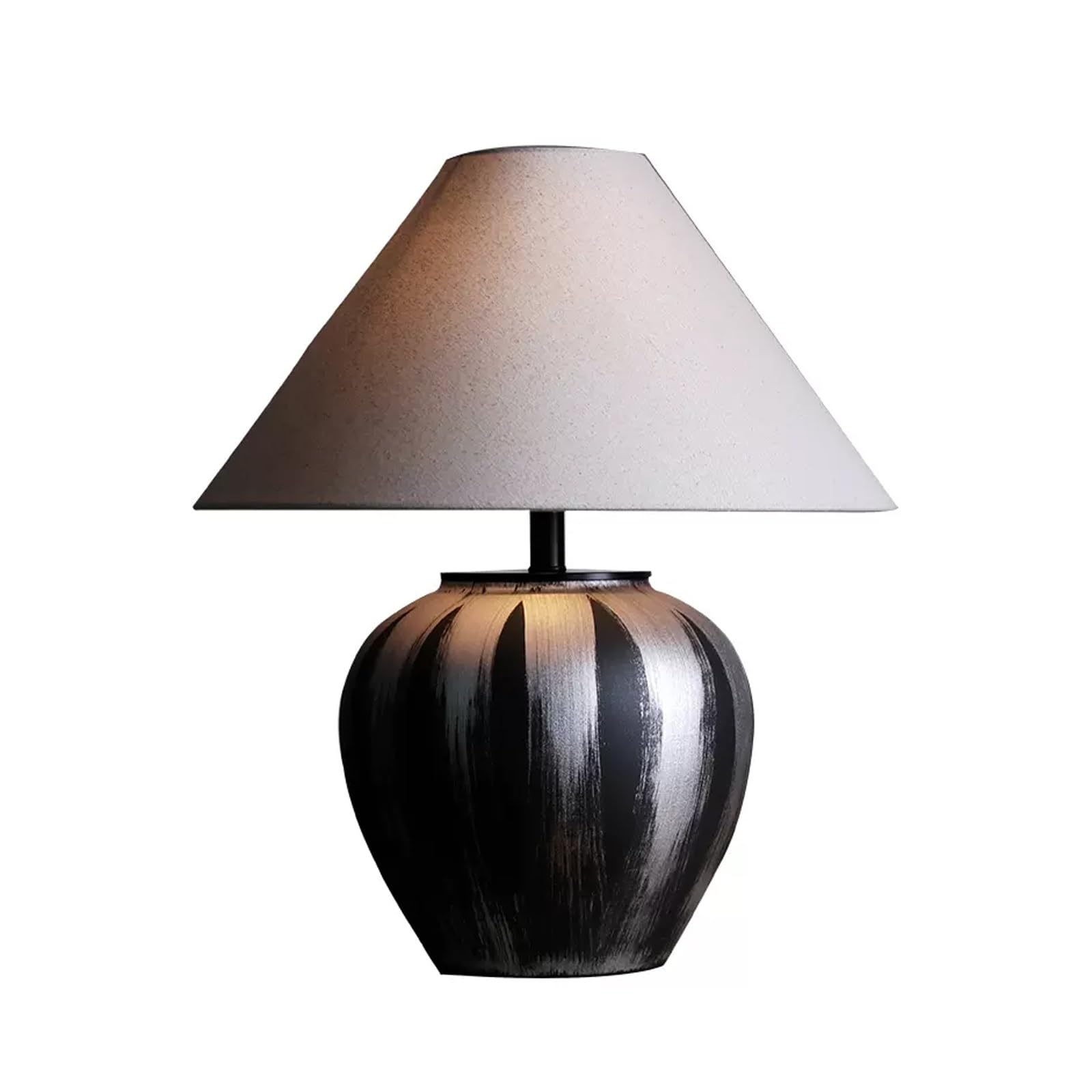 asdchZen Table Lamp, Rustic Farmhouse Silver Gray Ceramic 18.1-Inch Bedroom Living Room Home Office Desk Nightstand Table Lamp-Button-L,Dimming Switch-L
