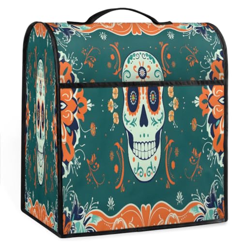 Coffee Maker Cover Skull Bohemian Kitchen Appliance Covers Small Appliance Covers Blender Cover Juicer Cover Dust Covers for Kitchen Appliances with Top Handle and Pockets,Washable,B97